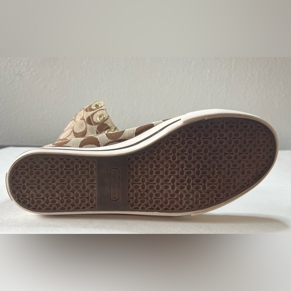 Coach Signature Bonney High Top Sneakers A1283 Tan and Brown Size 9M - Picture 9 of 13